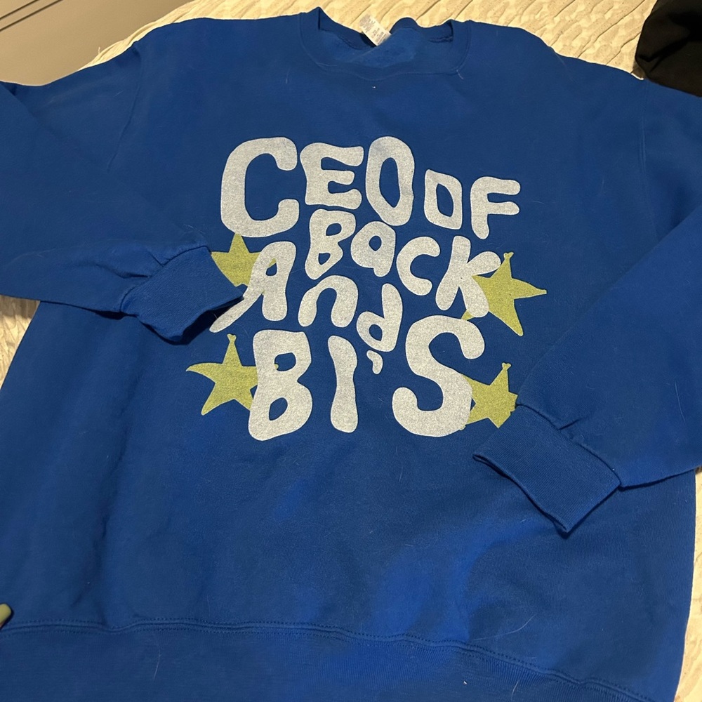 ceo of back and bis funny gym crewneck